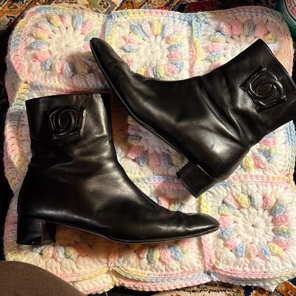 Salvatore Ferragamo Shoes - Salvatore Ferragamo Leather Black Ankle Boots